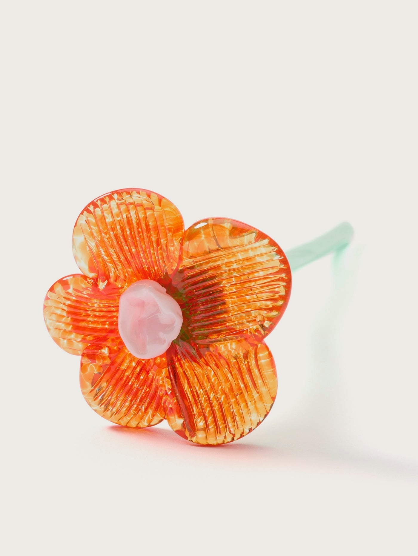 Mouthblown Crystal Flower Orange