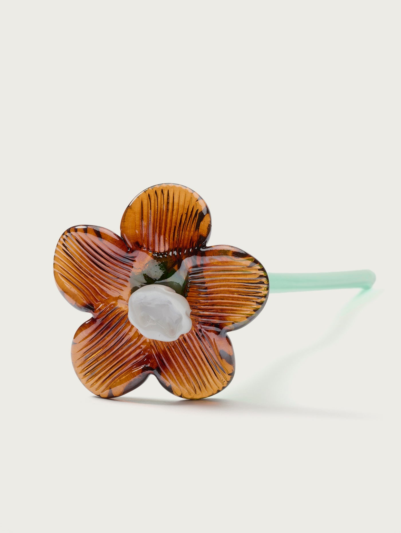 Mouthblown Crystal Flower Brown