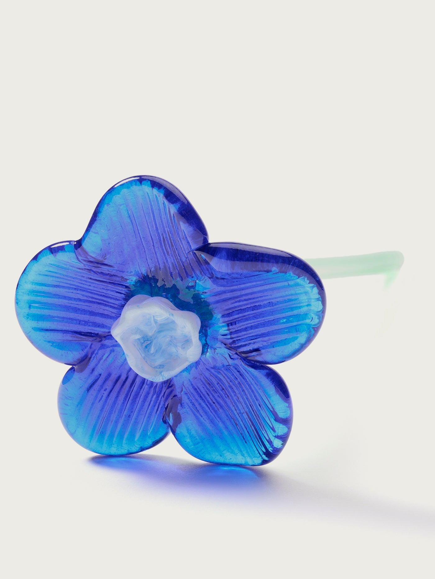 Mouthblown Crystal Flower Blue