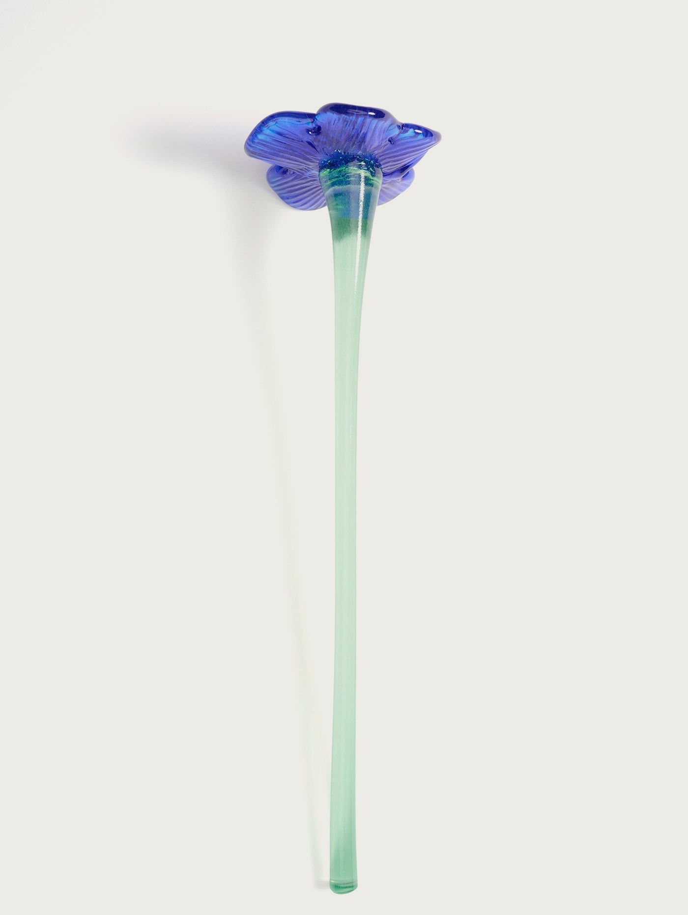 Mouthblown Crystal Flower Blue