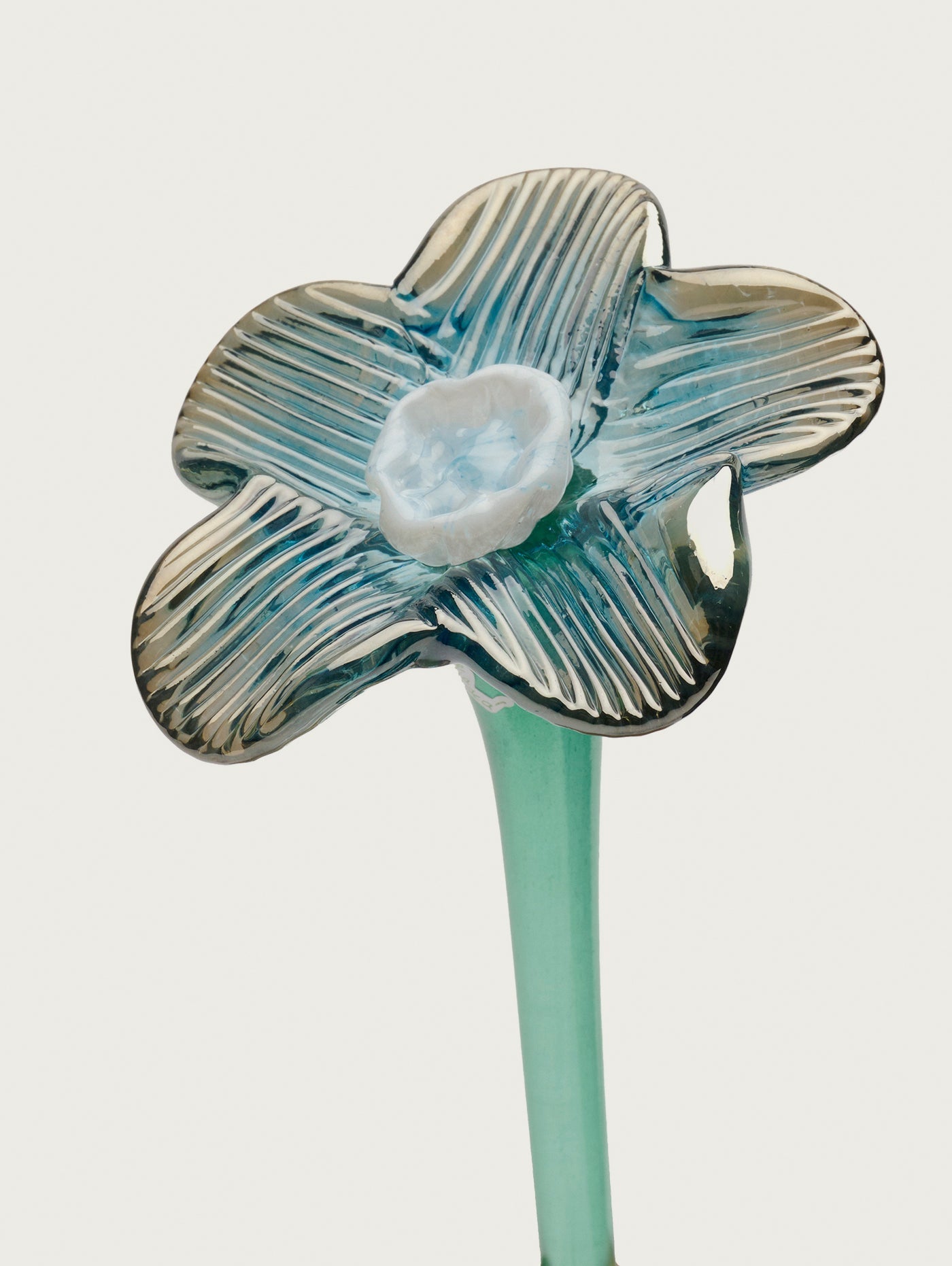 Mouthblown Crystal Flower Silver