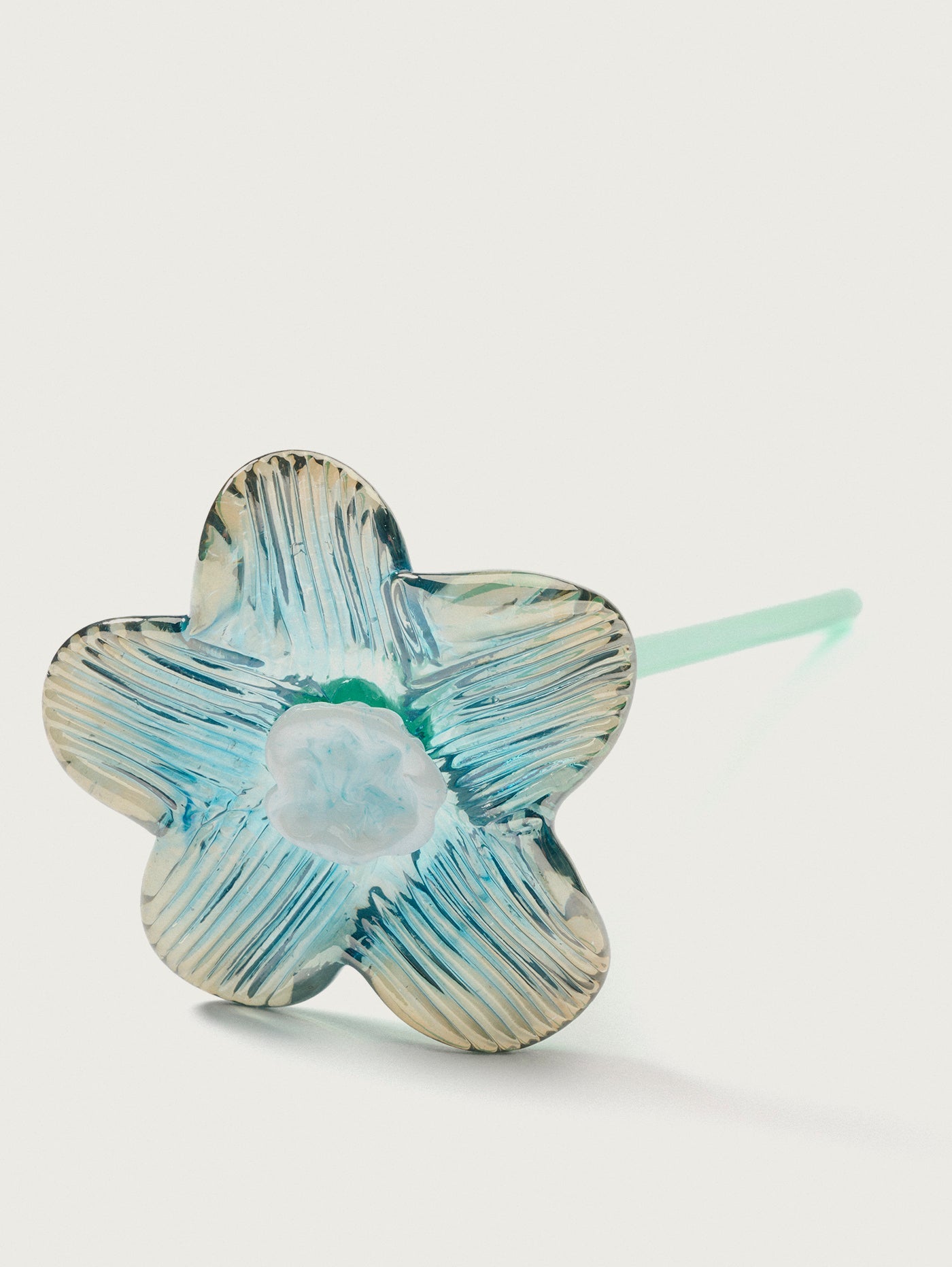 Mouthblown Crystal Flower Silver
