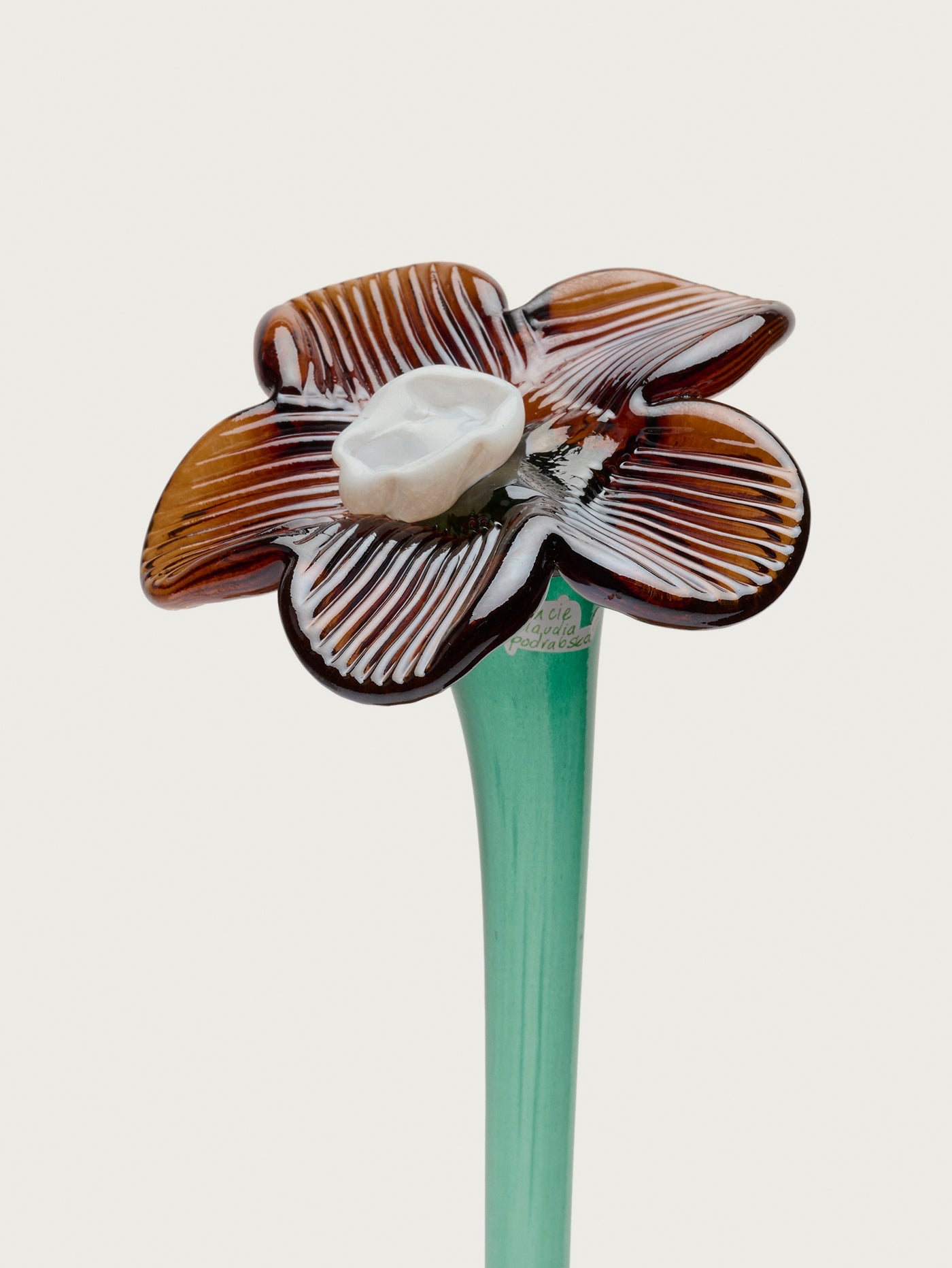 Mouthblown Crystal Flower Brown