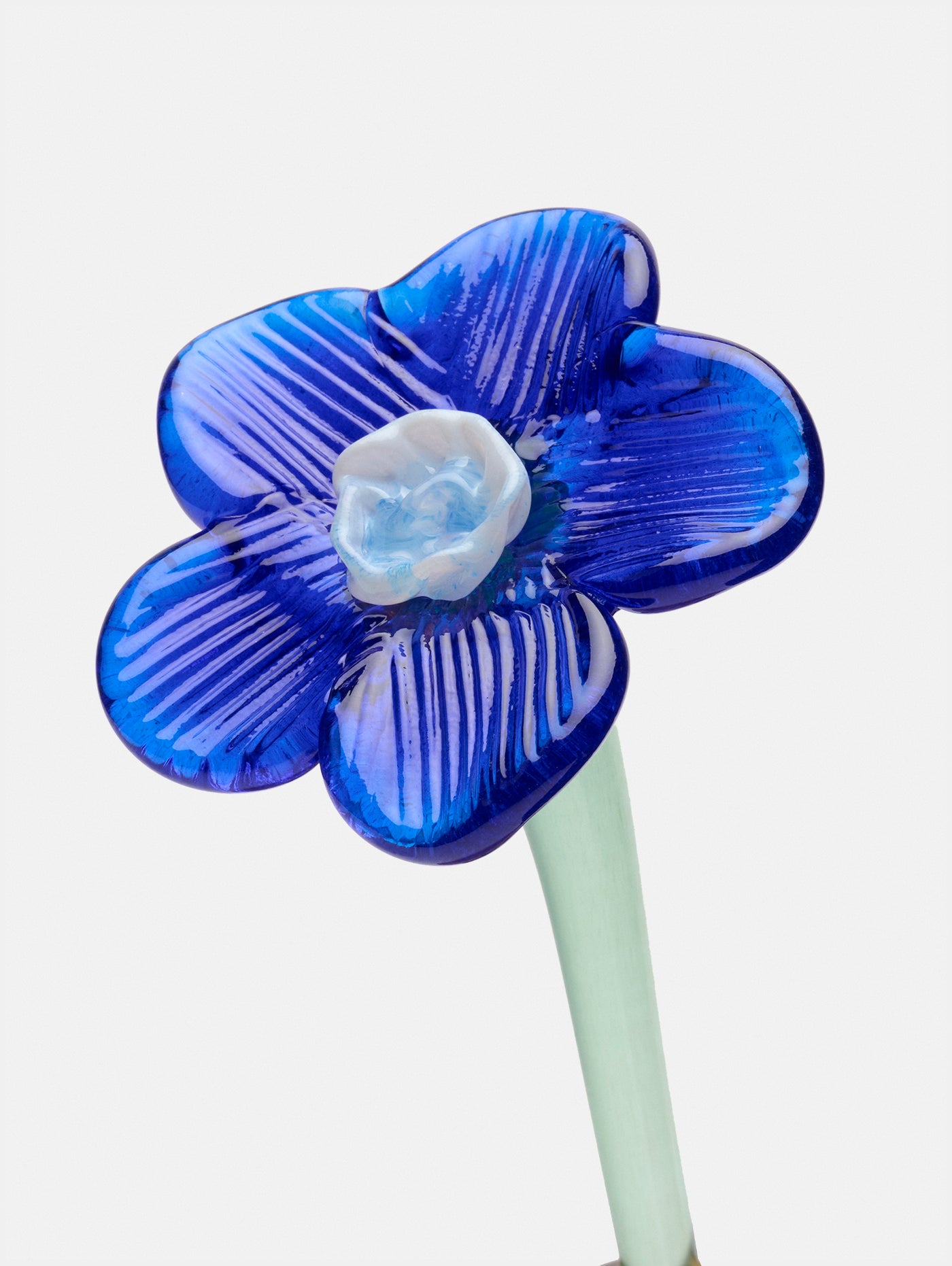 MOUTHBLOWN CRYSTAL FLOWER BLUE