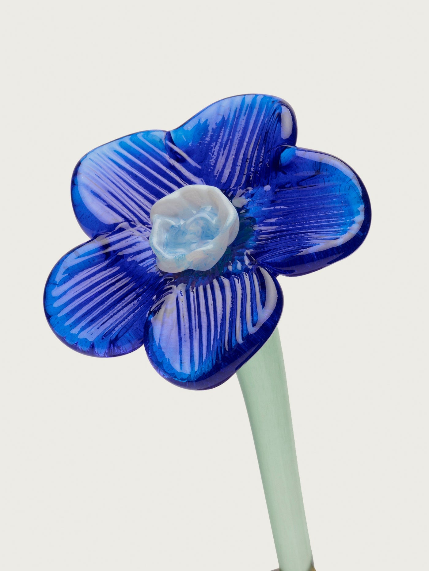 Mouthblown Crystal Flower Blue