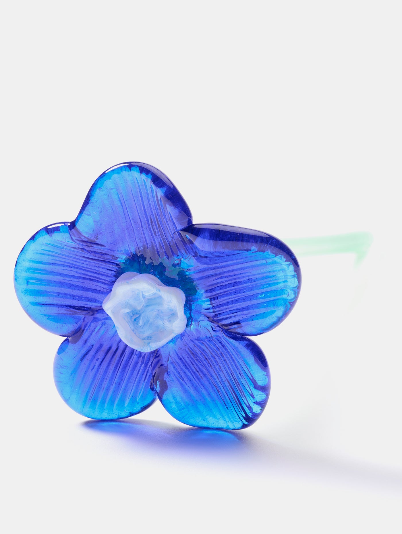 MOUTHBLOWN CRYSTAL FLOWER BLUE