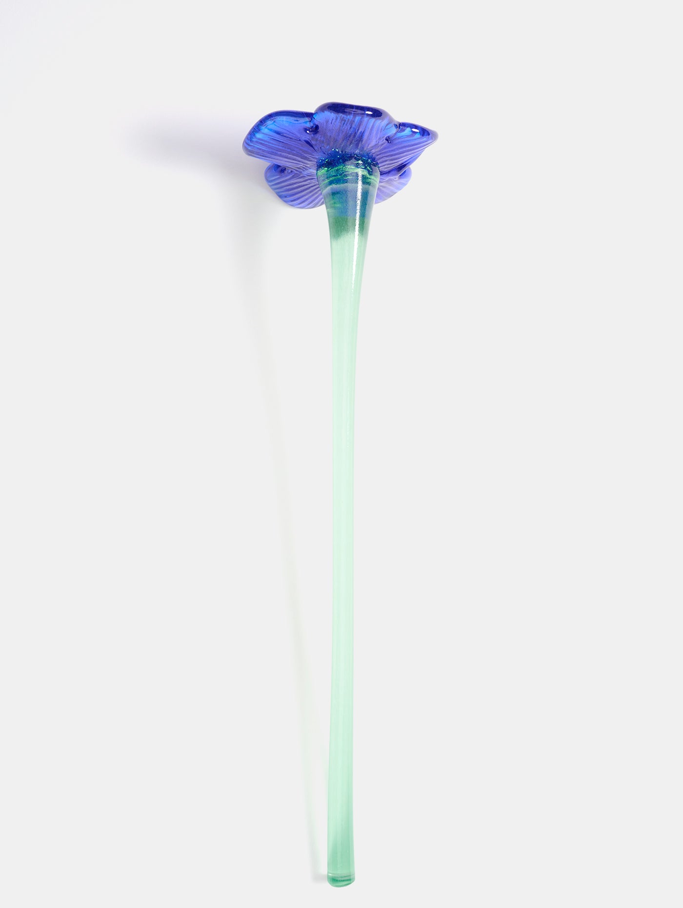 MOUTHBLOWN CRYSTAL FLOWER BLUE