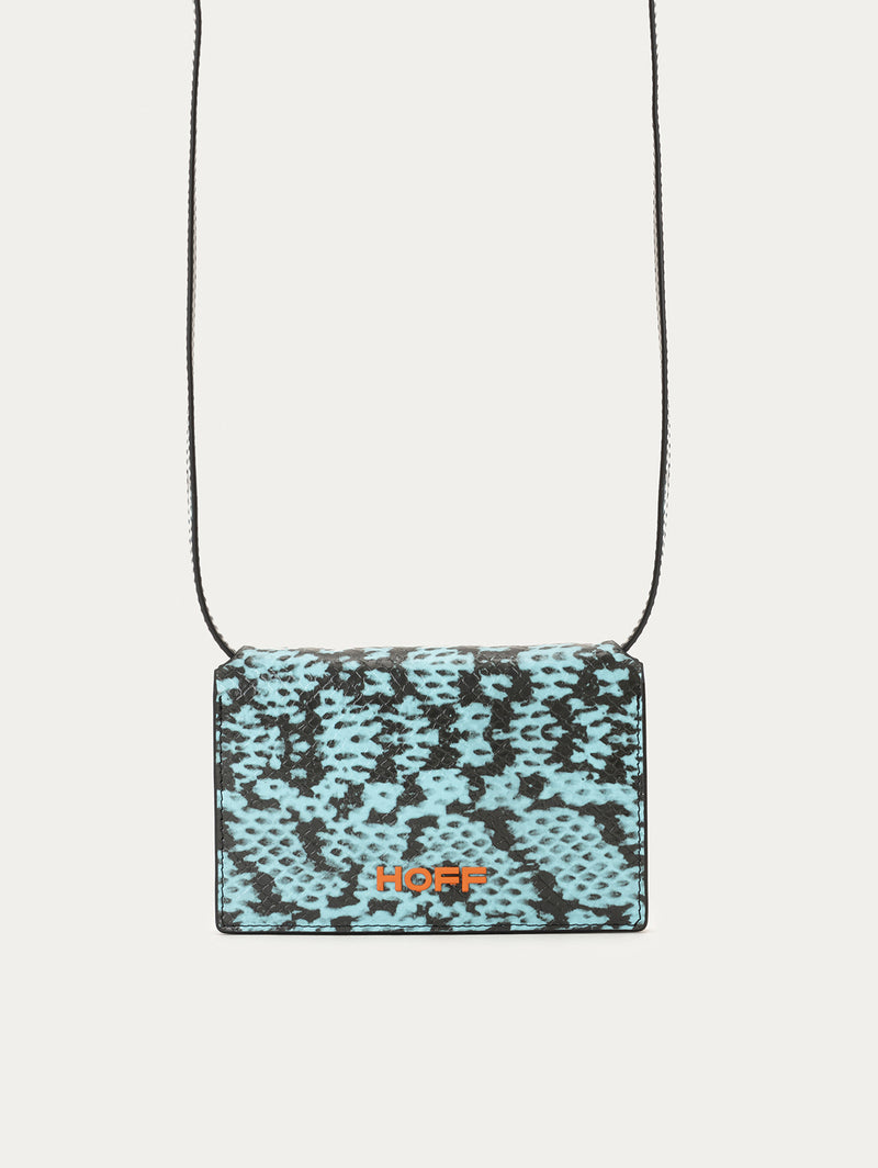 ANIMAL PRINT BLUE WALLET WITH STRAP 