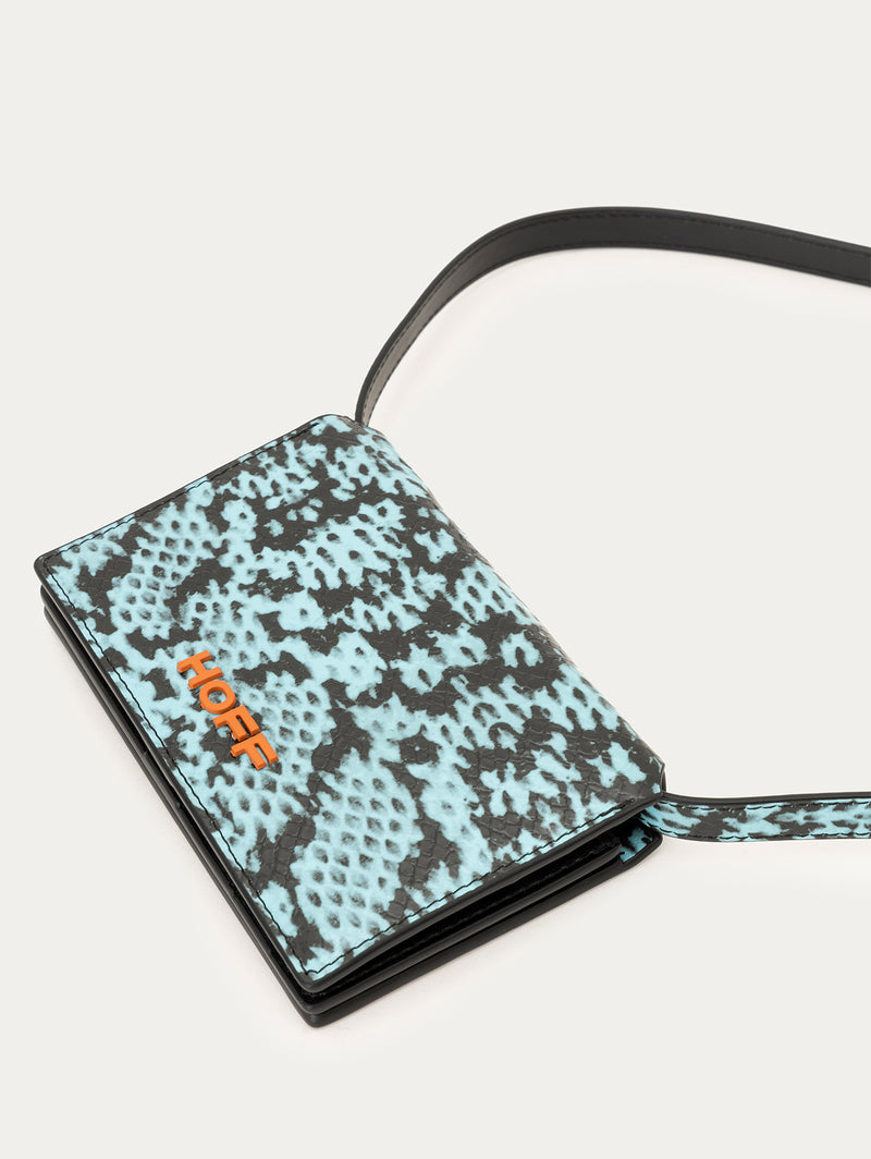 ANIMAL PRINT BLUE WALLET WITH STRAP 