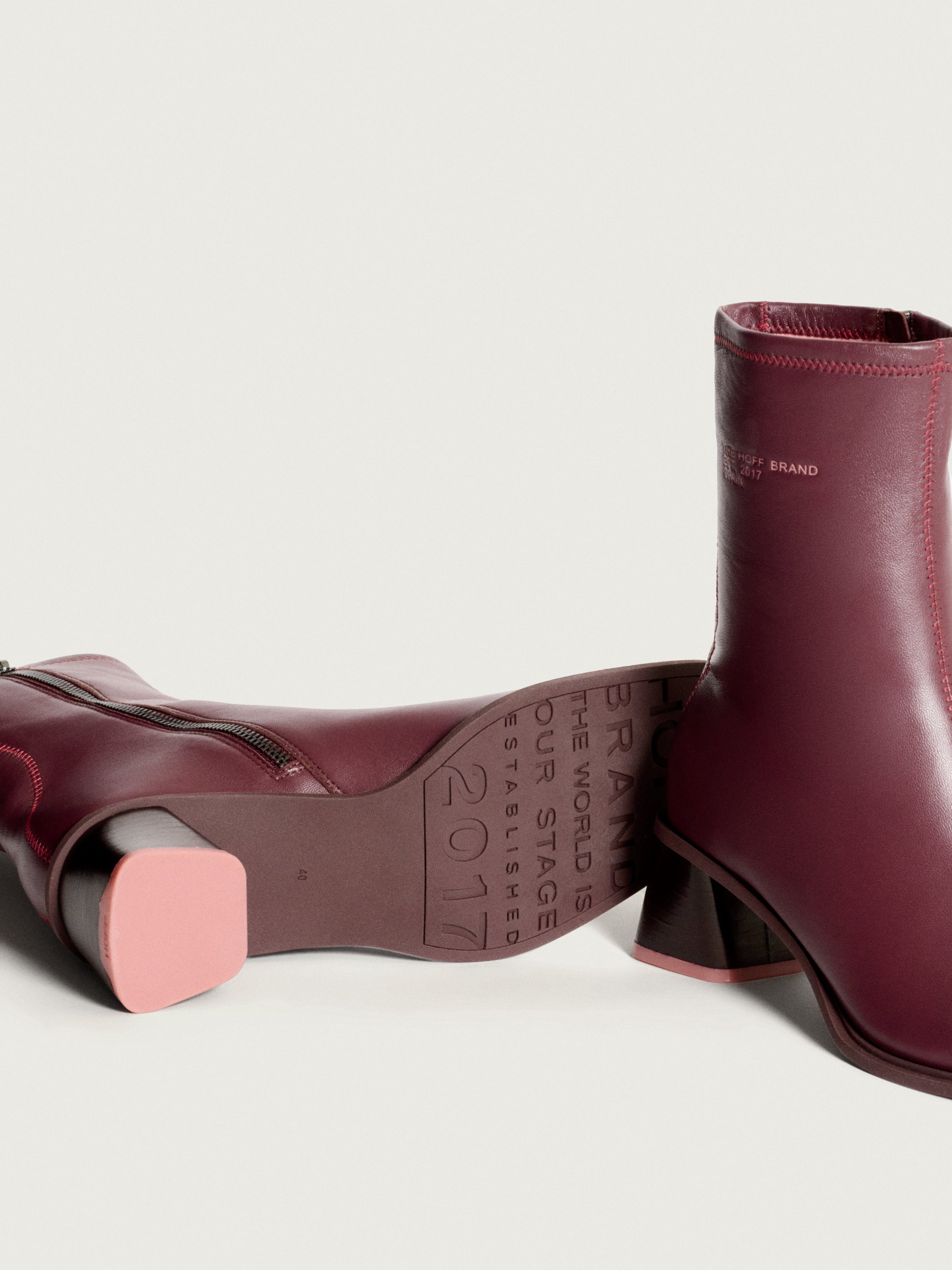 DATE BURGUNDY HEELED ANKLE BOOT