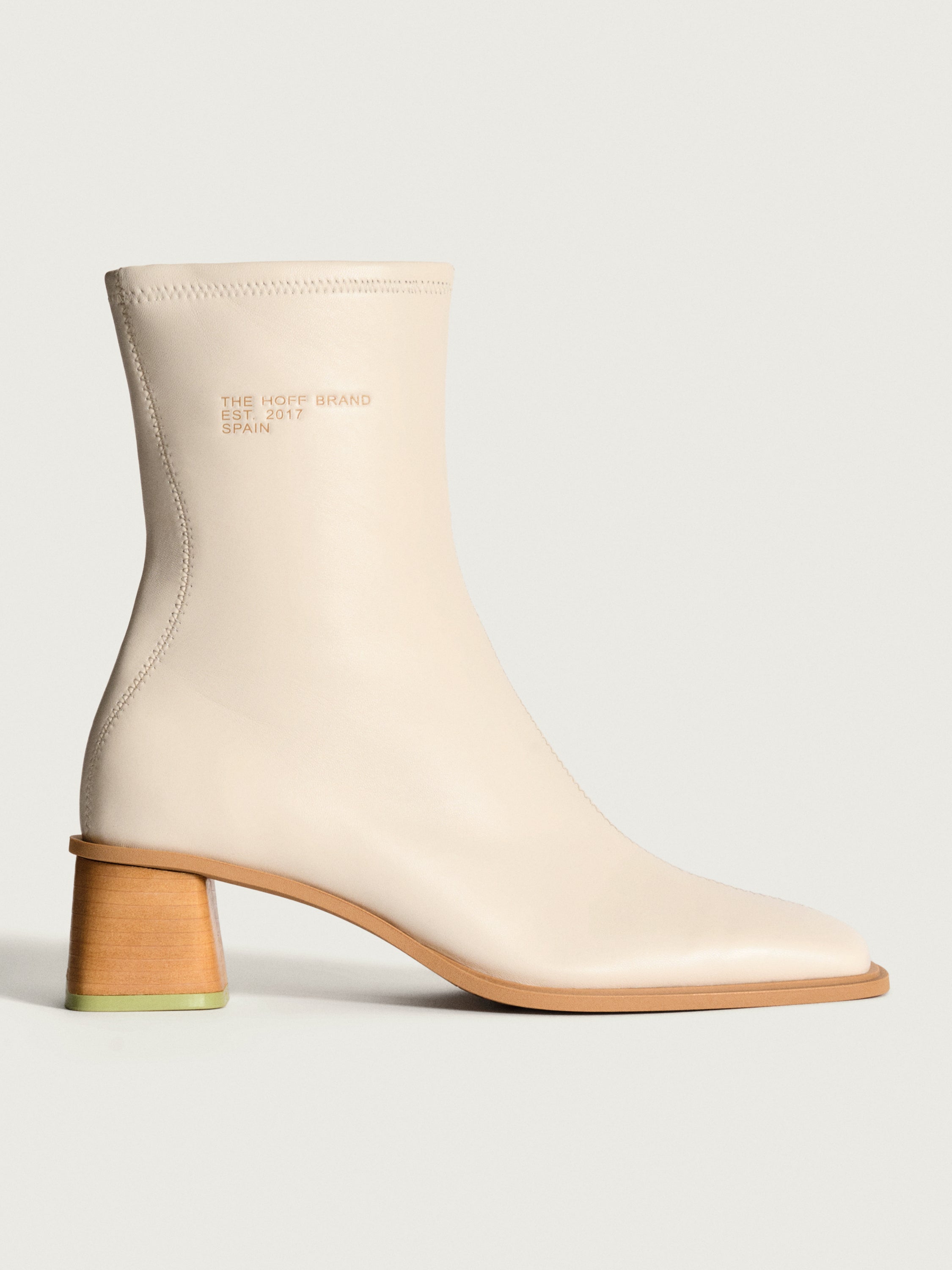 DATE OFF WHITE HEELED ANKLE BOOT