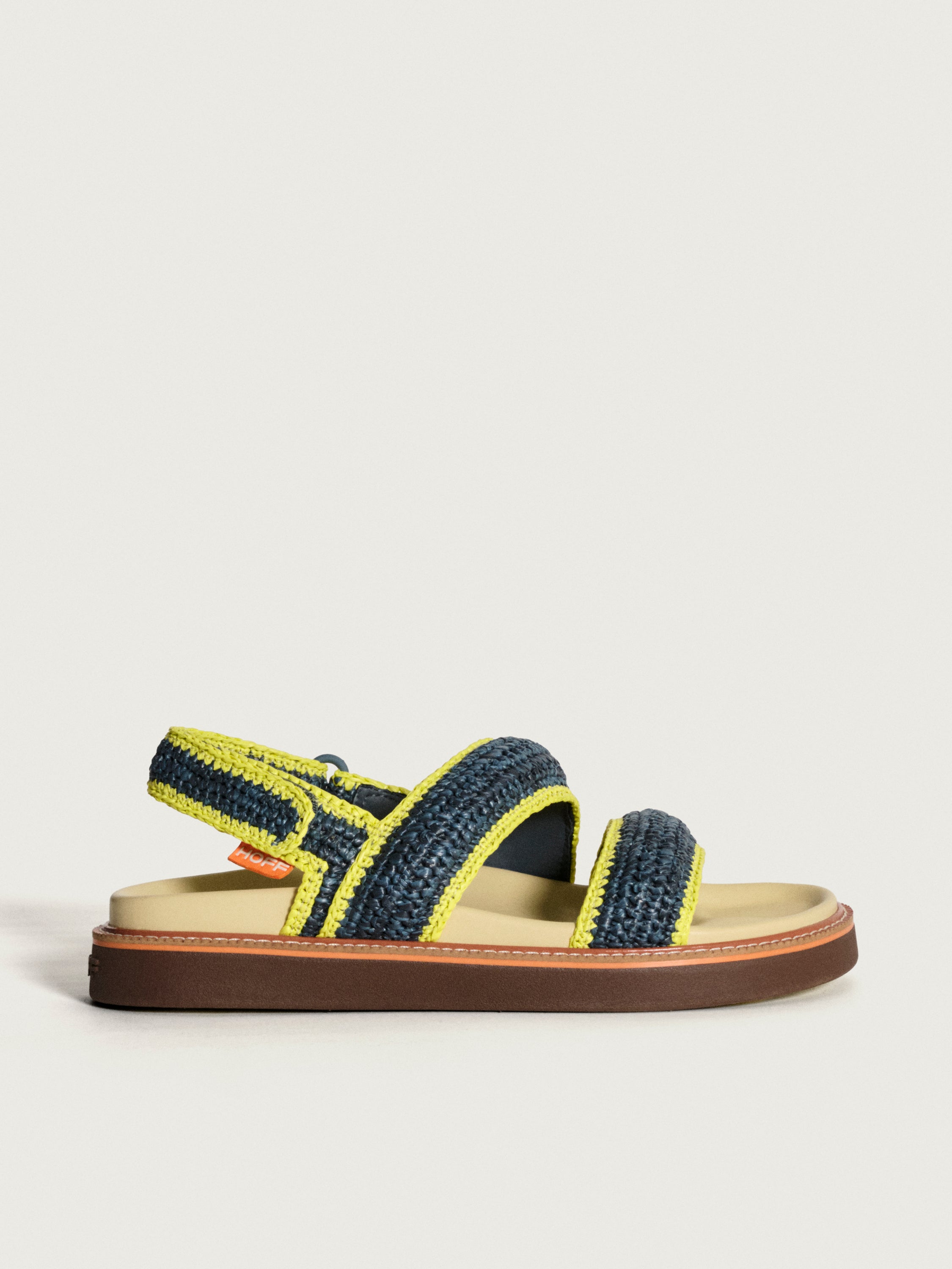 SANDALE ROAD RAFFIA BLEU MARINE