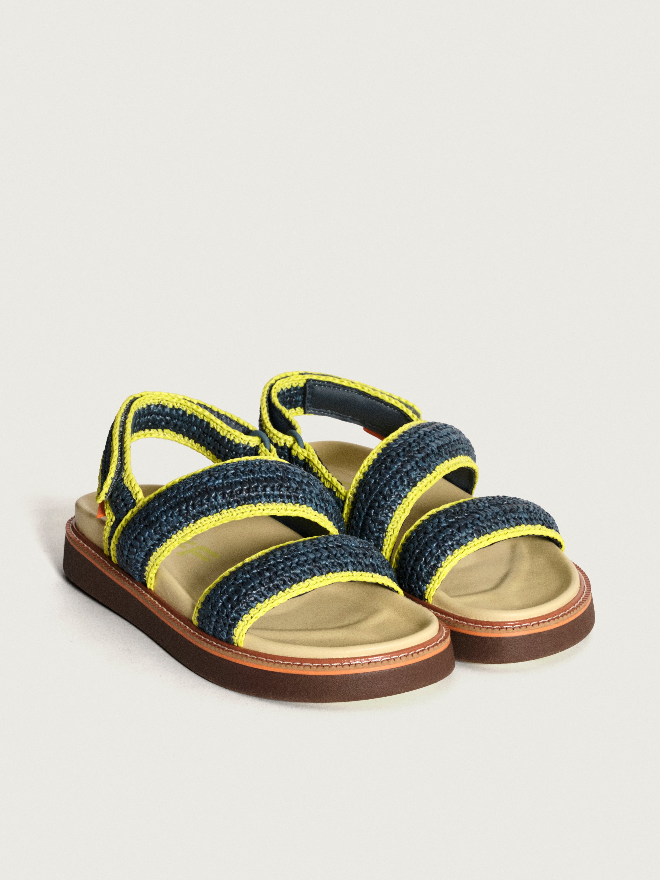 SANDALE ROAD RAFFIA BLEU MARINE