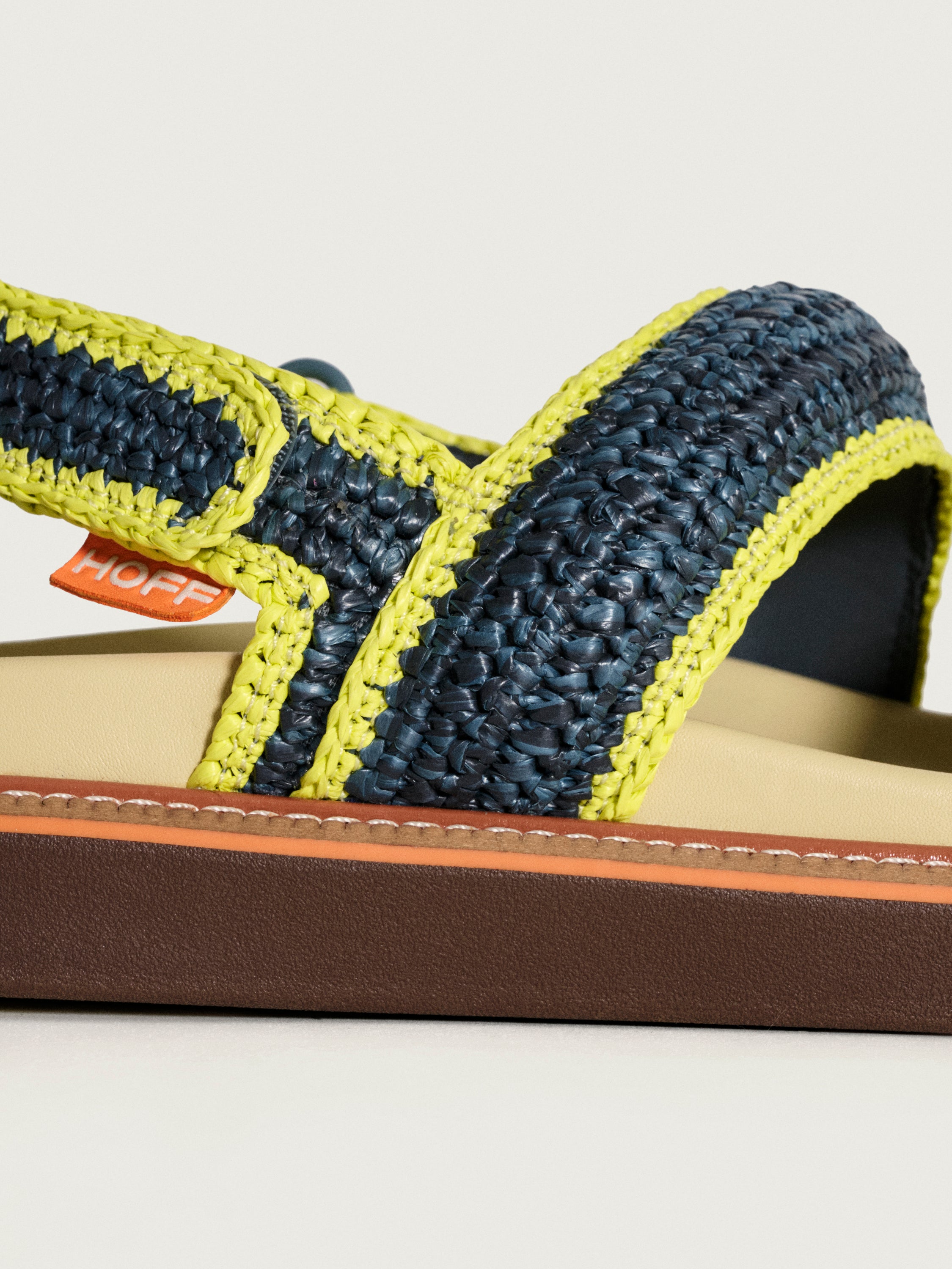 SANDALE ROAD RAFFIA BLEU MARINE