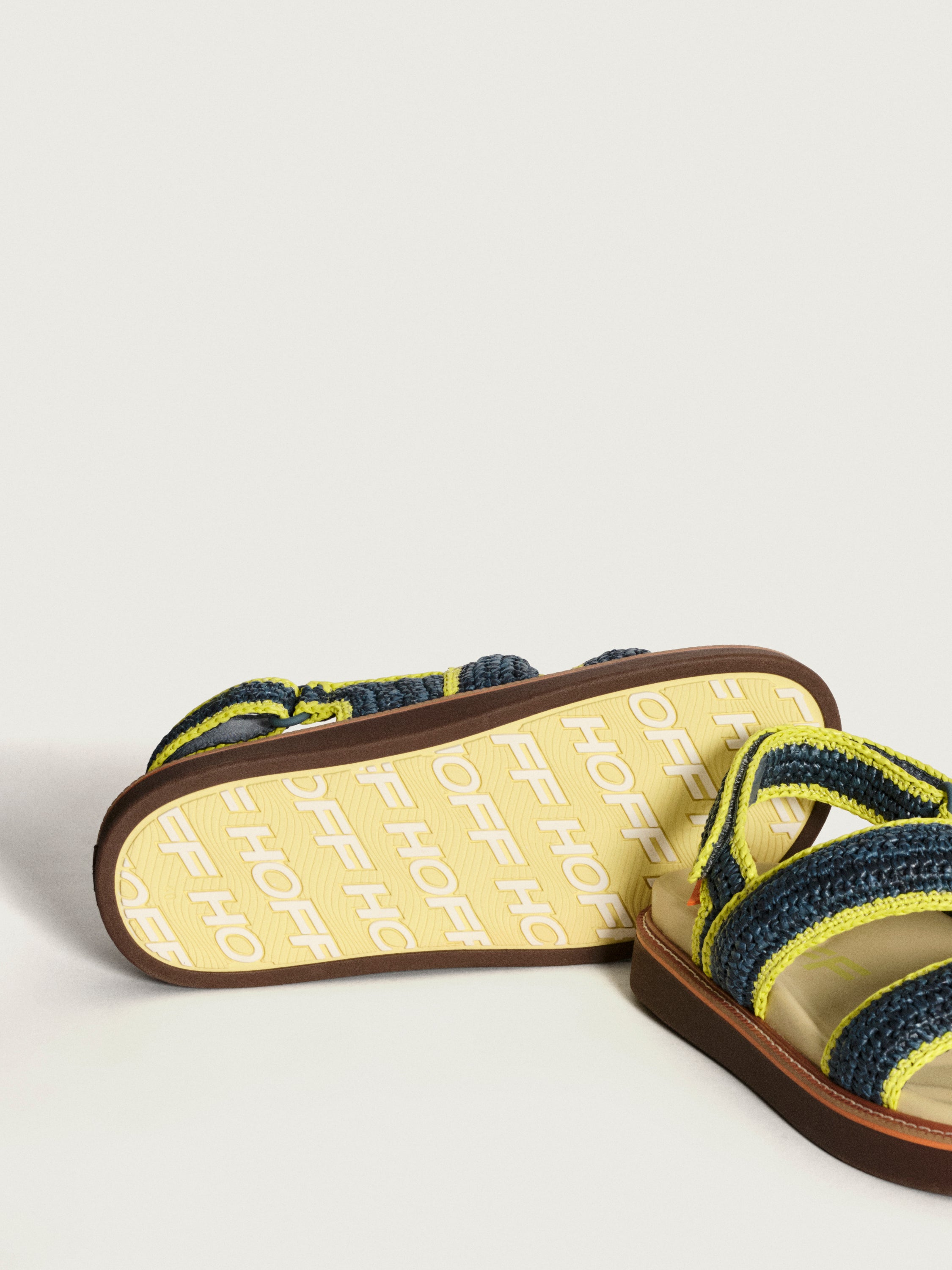 SANDALE ROAD RAFFIA BLEU MARINE