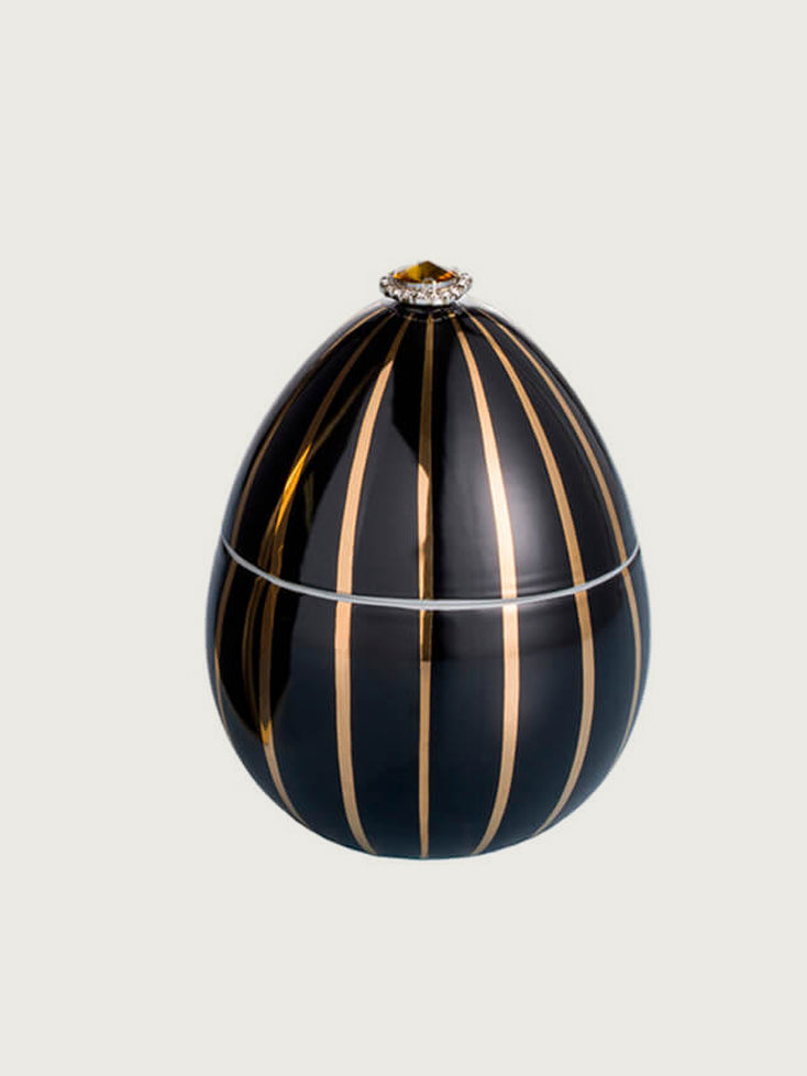 VELA HUEVO NEGRO RAYA ORO