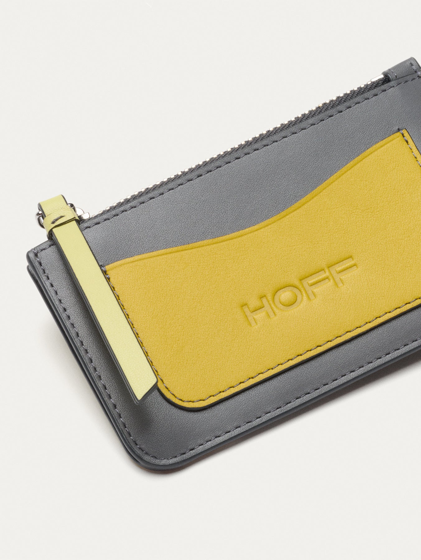 LEATHER COIN CARDHOLDER GREY